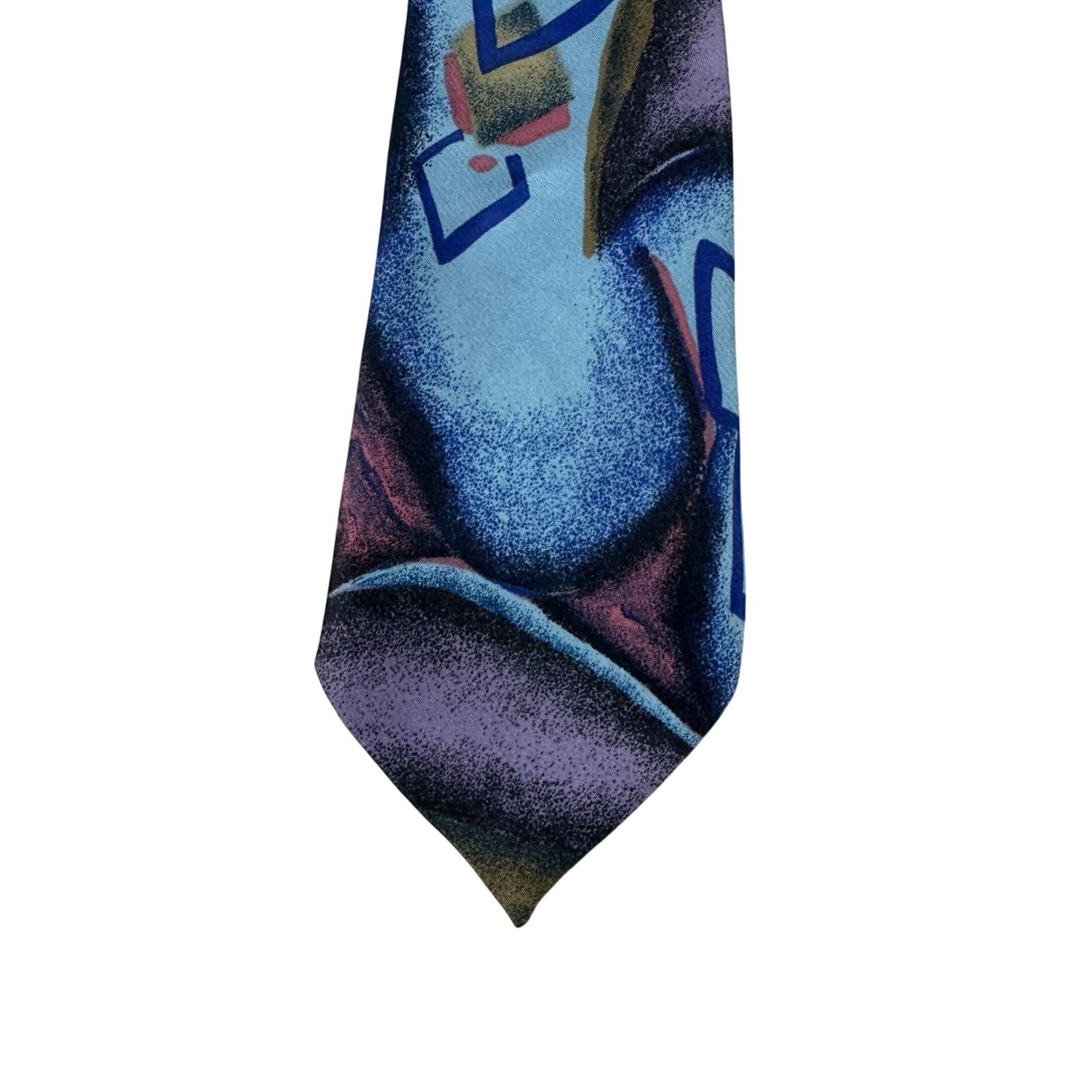 Yves Saint Laurent Ysl Mens Silk Tie Blue Purple Abstract Geometric France